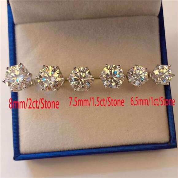 Moissanite Stud Earrings 2-4ct G H I Color 925 Sterling Silver White Gold Plated - Picture 5 of 8